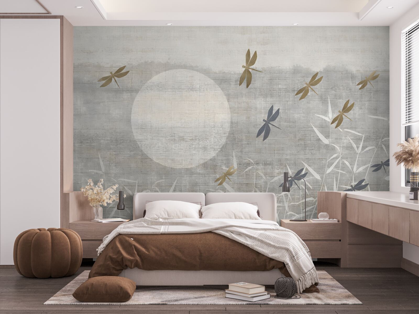 Fototapeta nad poľom lietajú vážky