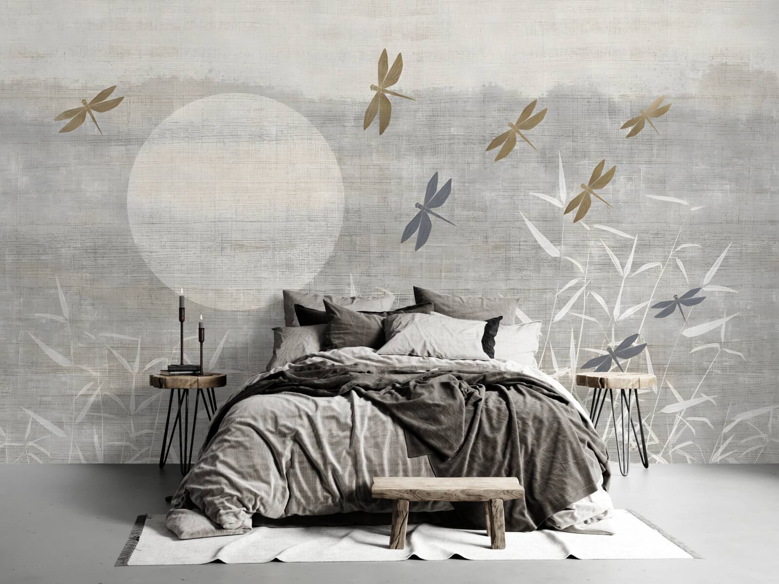 Fototapeta nad poľom lietajú vážky