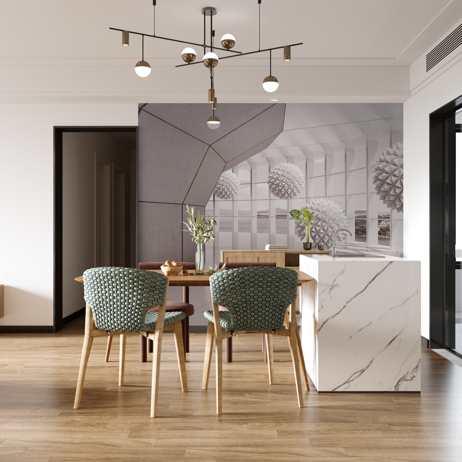 Fototapeta ostré špicaté gule v tuneli