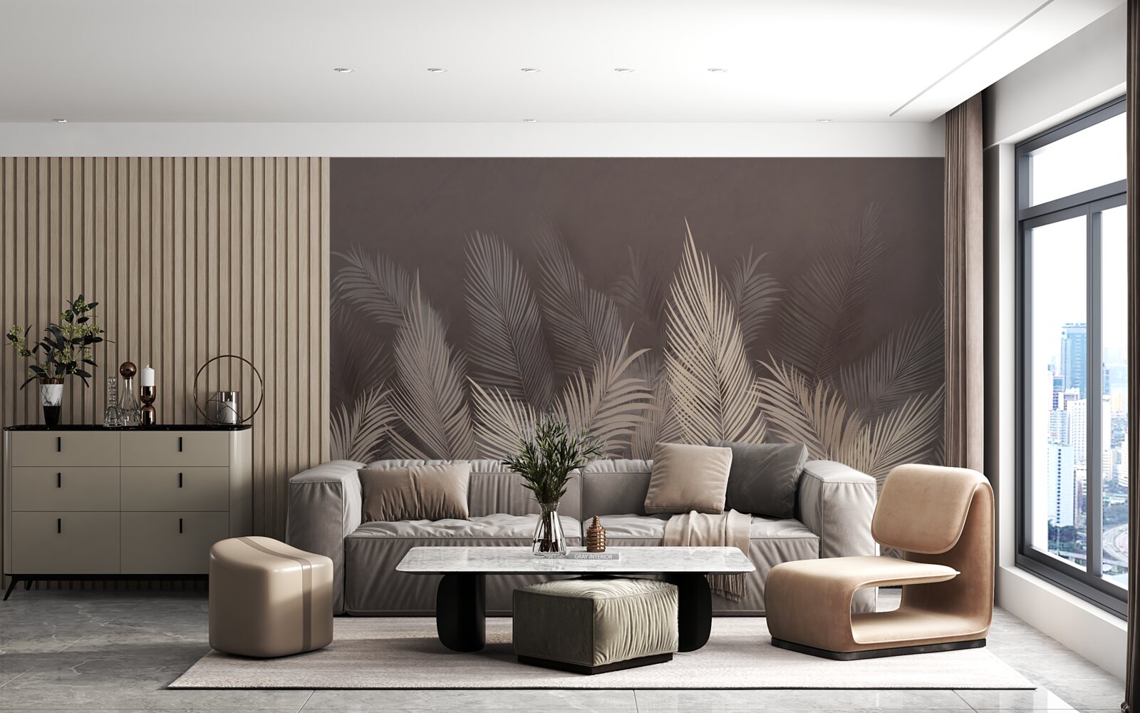 Fototapeta svieže zelené paprade vo večerných hodinách