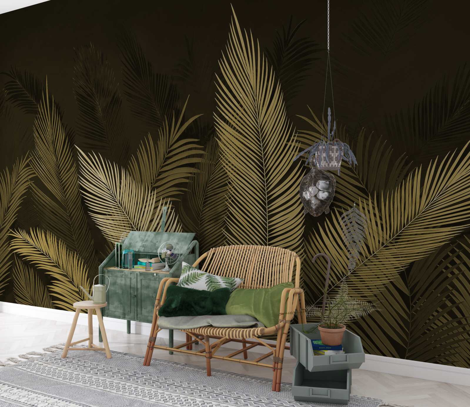 Fototapeta listy paprade v nočnom lese