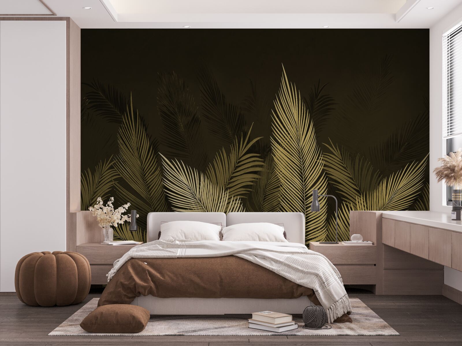 Fototapeta listy paprade v nočnom lese