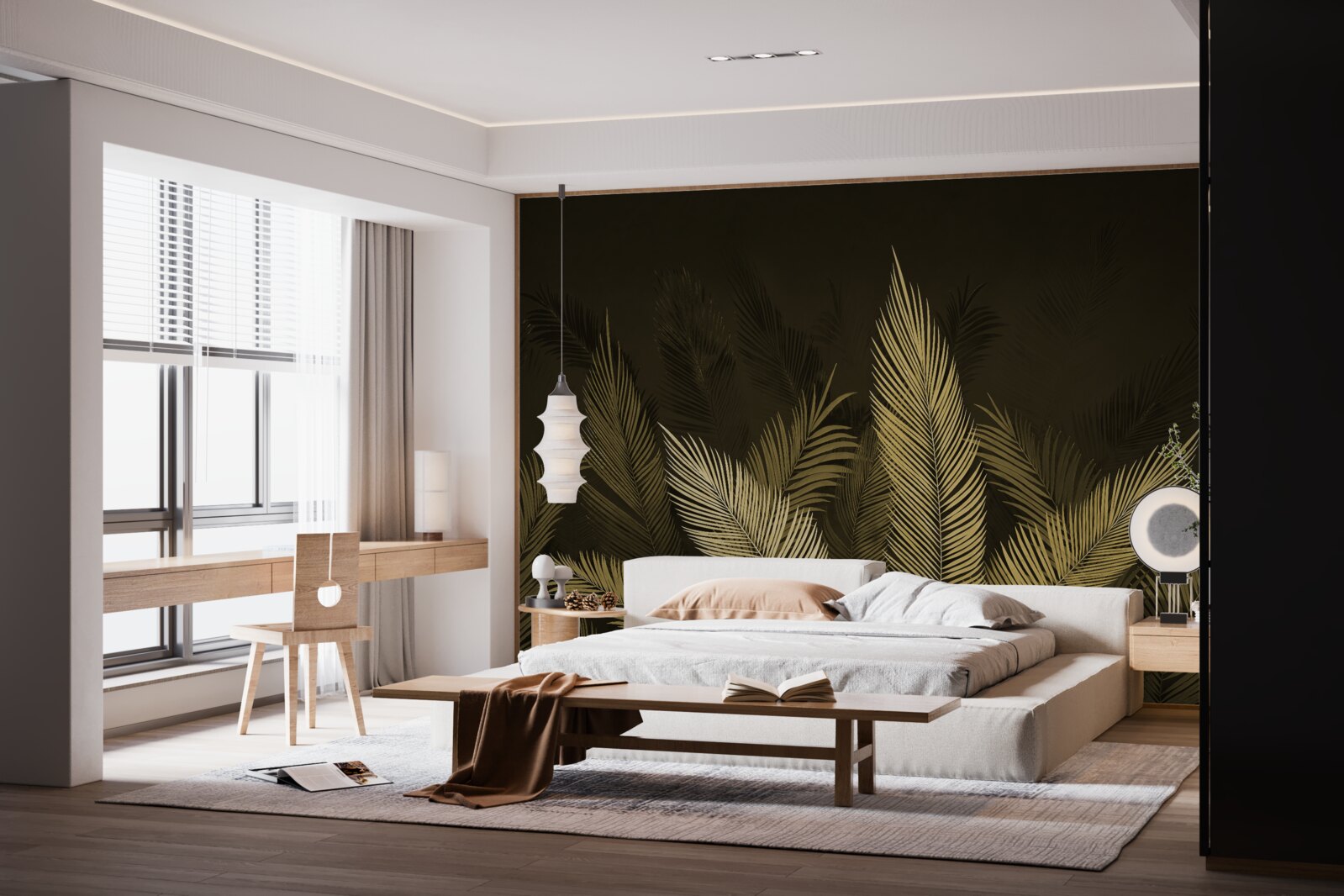 Fototapeta listy paprade v nočnom lese