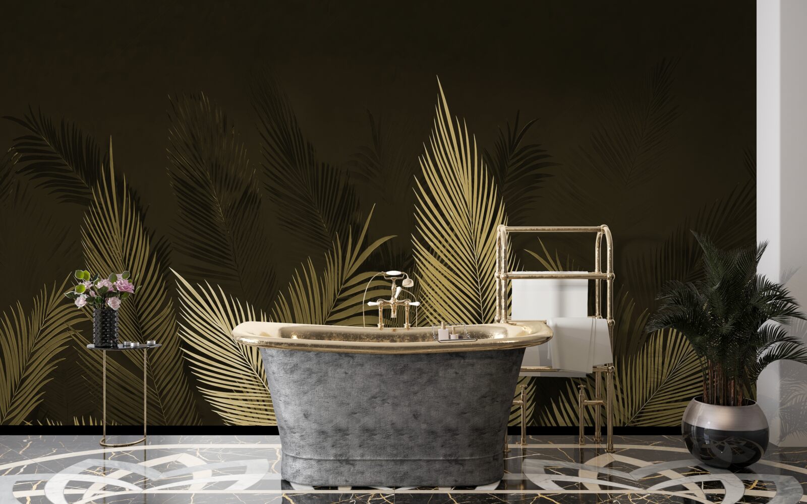 Fototapeta listy paprade v nočnom lese