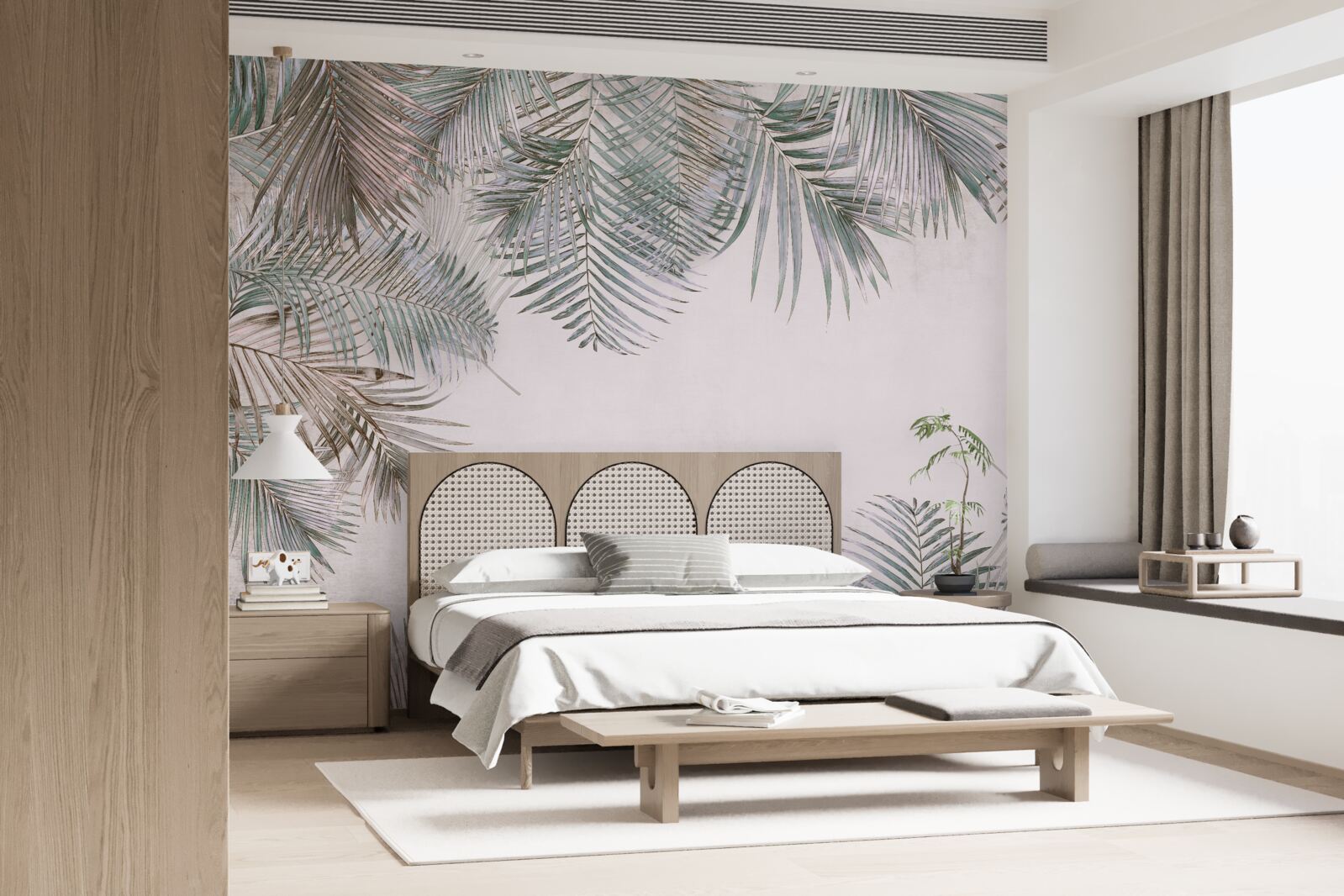 Fototapeta svieže listy paprade na sivom pozadí