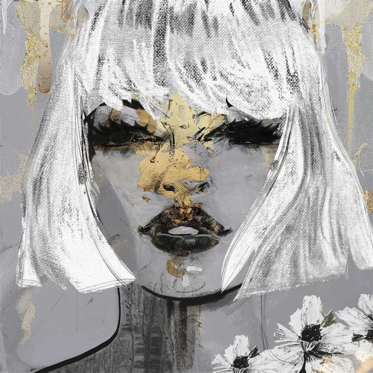 Fototapeta obrázok dievčaťa s bielymi vlasmi v abstraktnom štýle