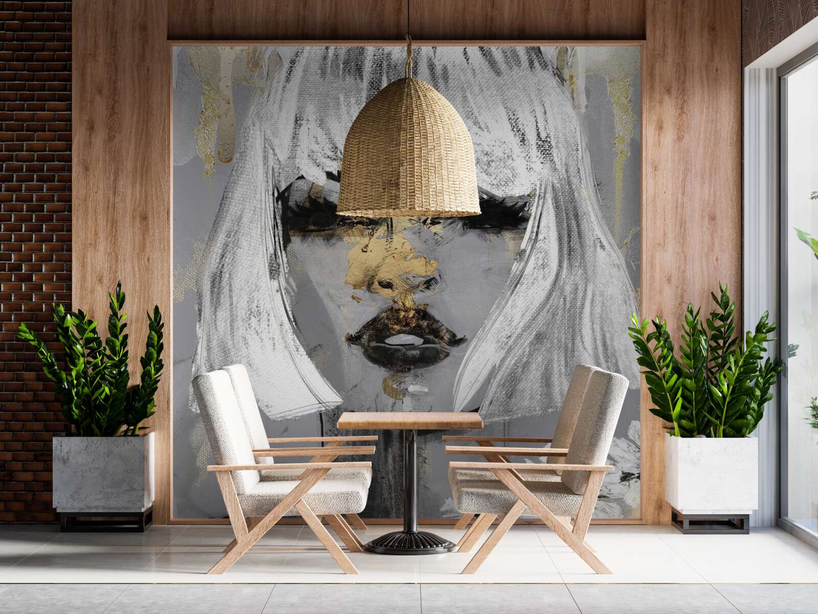 Fototapeta obrázok dievčaťa s bielymi vlasmi v abstraktnom štýle