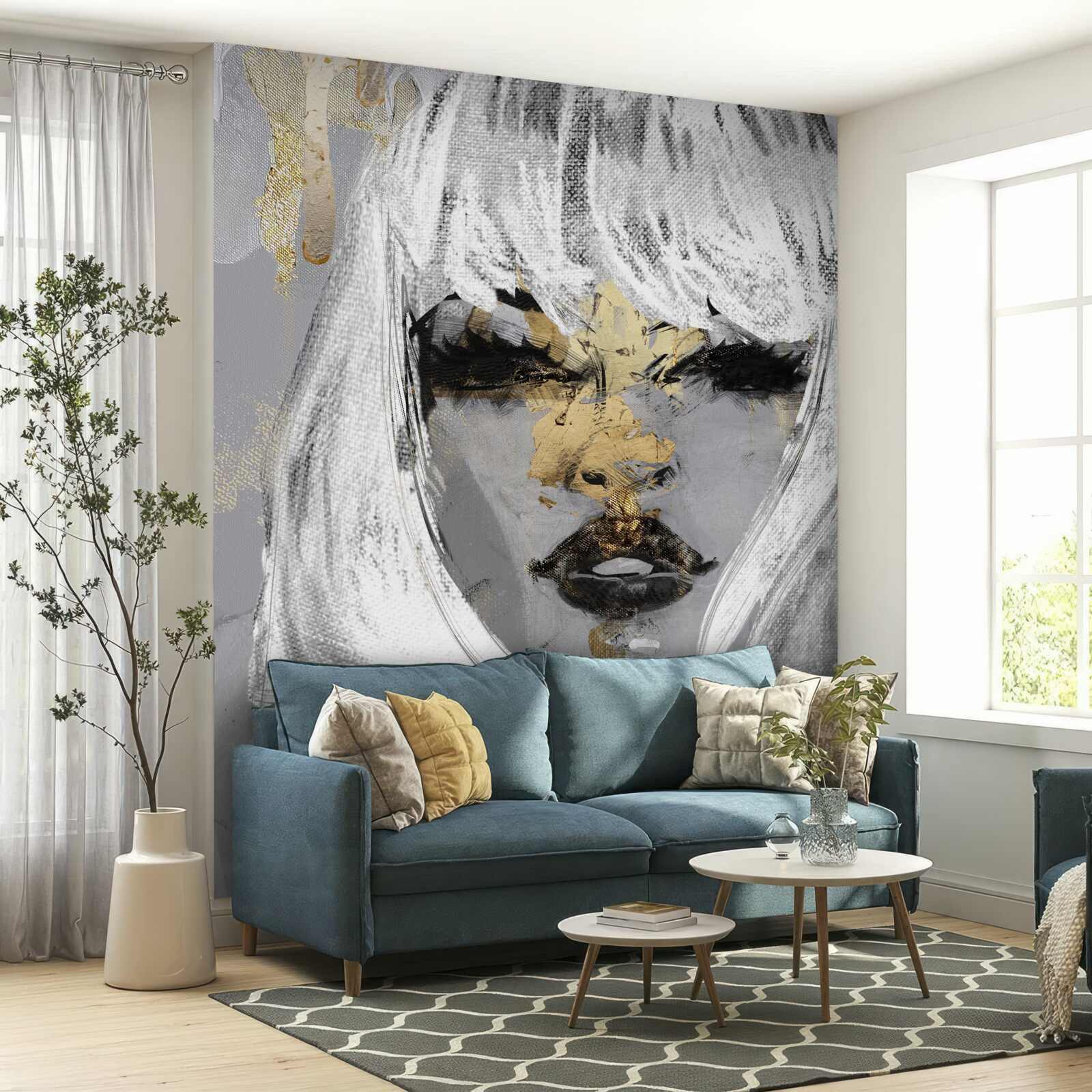 Fototapeta obrázok dievčaťa s bielymi vlasmi v abstraktnom štýle