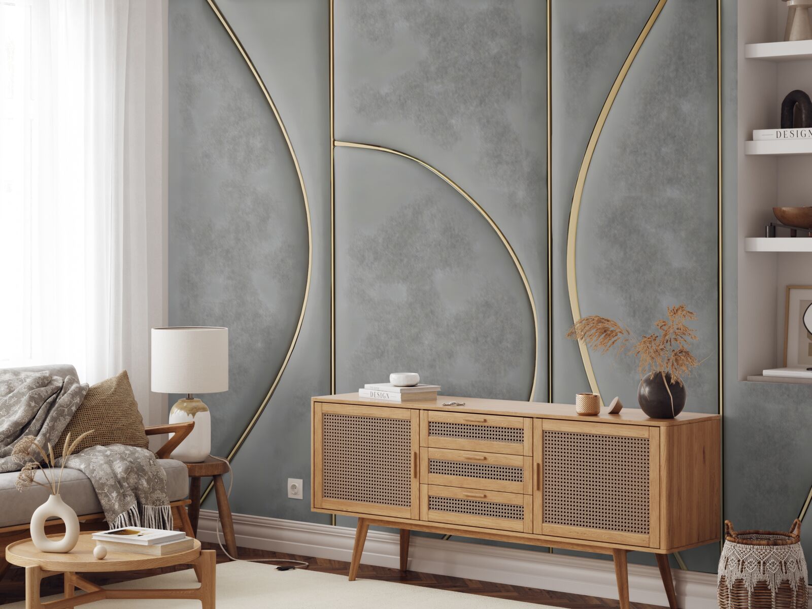 Fototapeta šedá textúra so zlatými čiarami