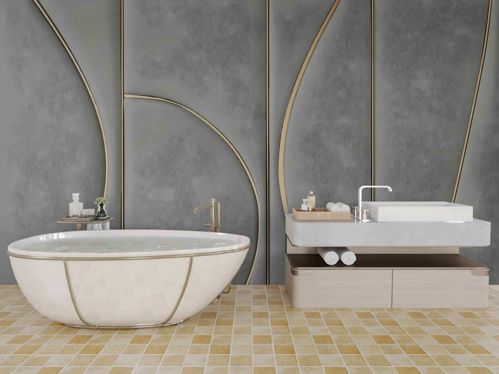 Fototapeta šedá textúra so zlatými čiarami