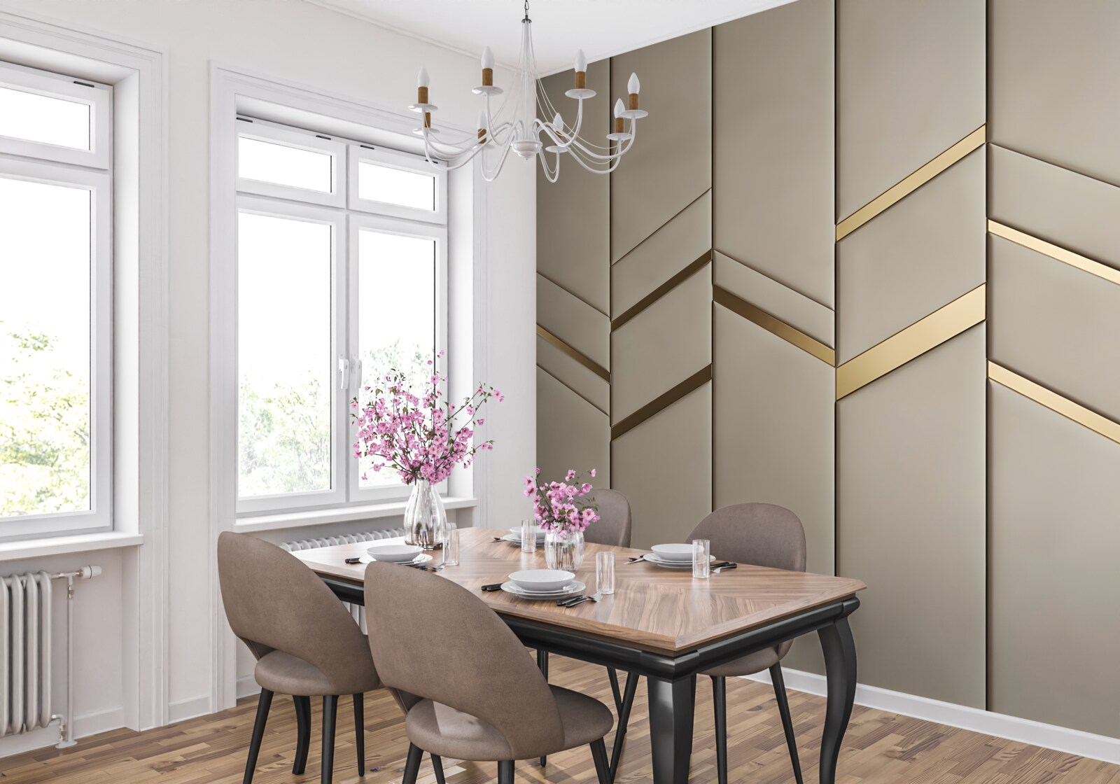 Fototapeta zlatý rez na svetlom dreve