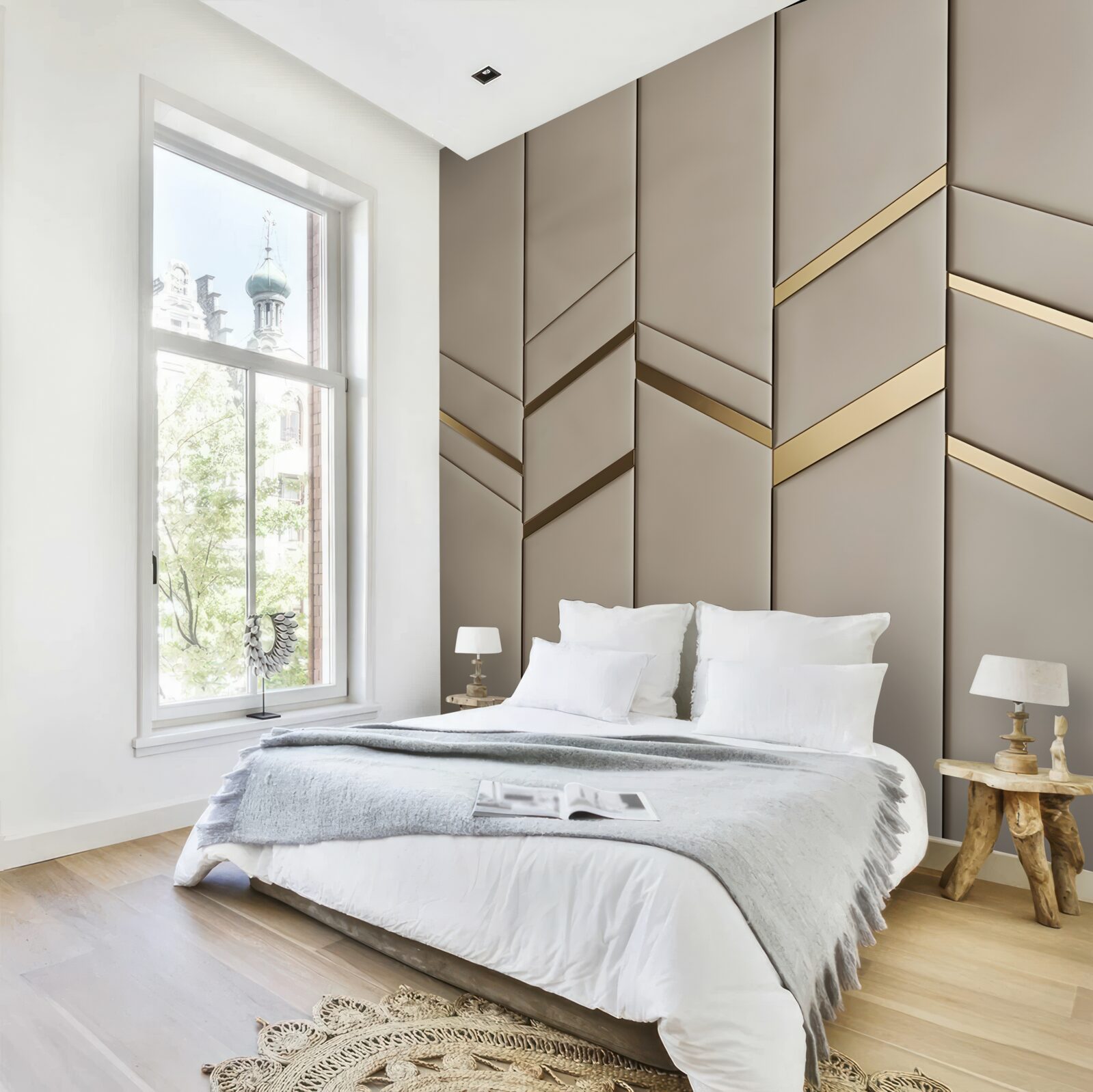 Fototapeta zlatý rez na svetlom dreve