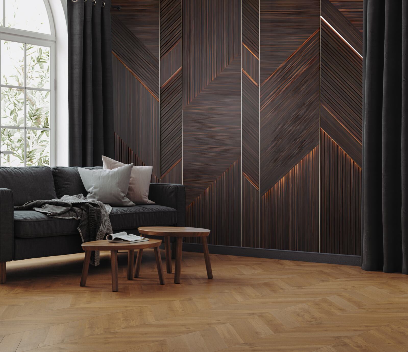 Fototapeta leštená tmavá parketová doska