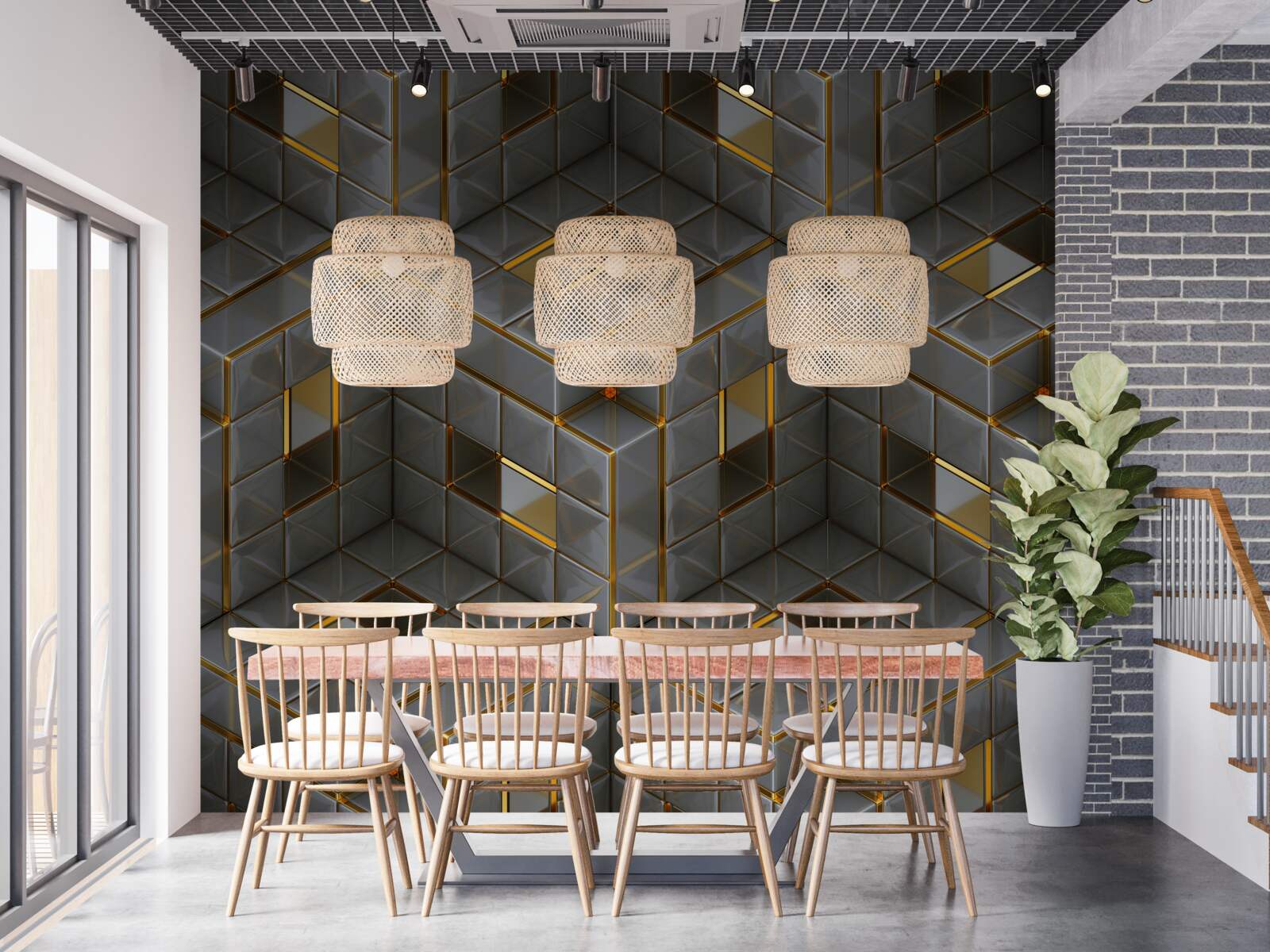 Fototapeta 3D kocky so zlatými prvkami