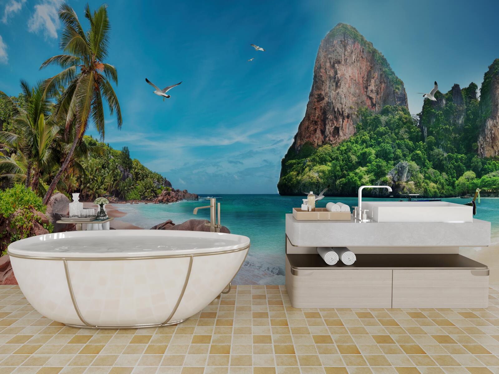 Fototapeta krajina s horami v trópoch