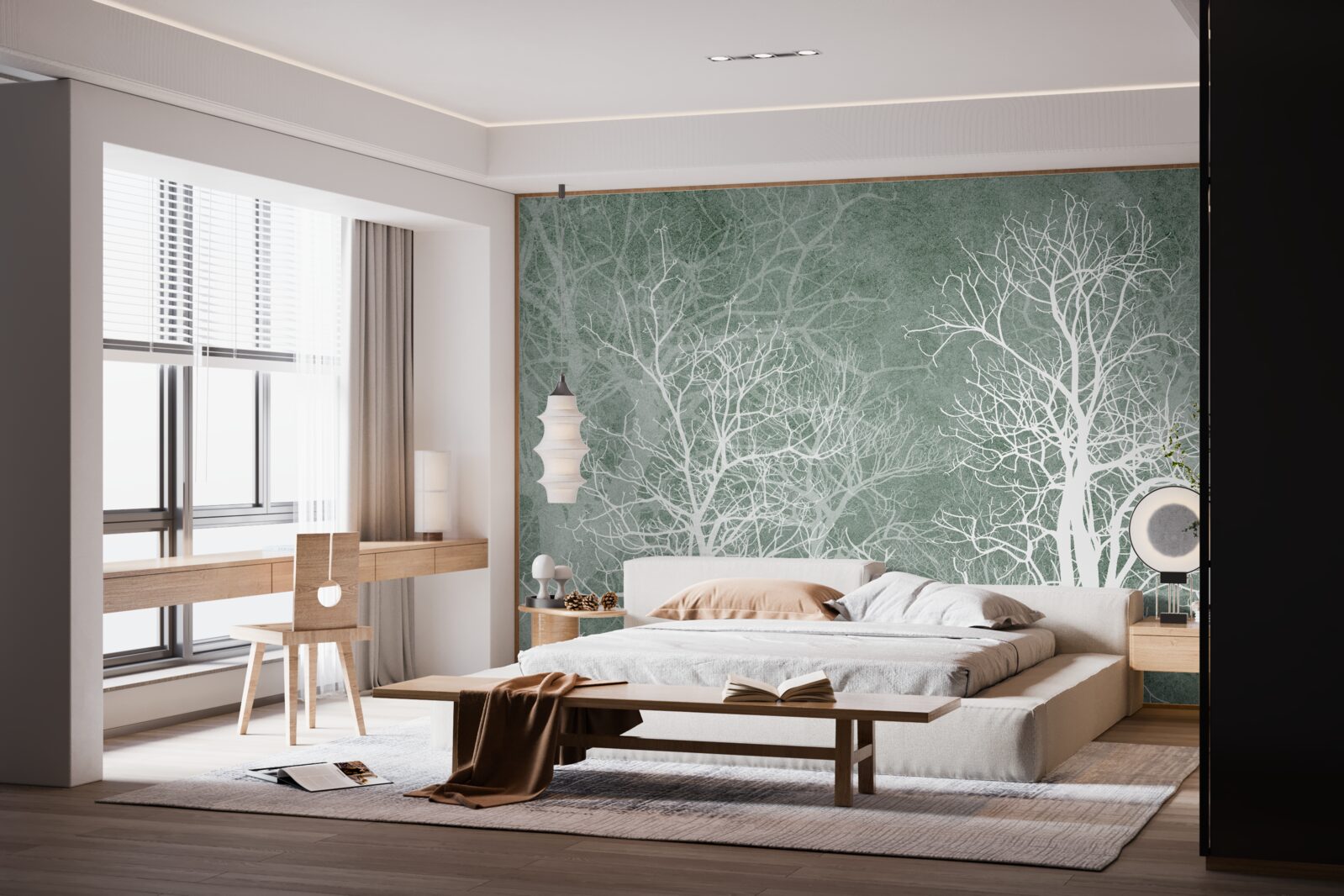 Fototapeta stromy v snehobielej výzdobe proti nočnej oblohe