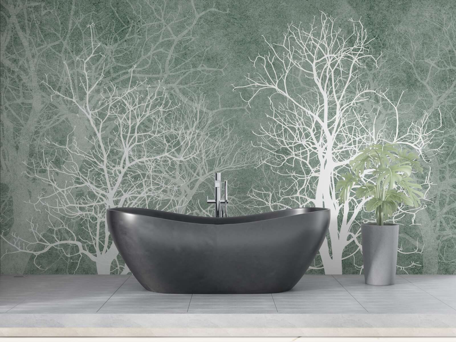 Fototapeta stromy v snehobielej výzdobe proti nočnej oblohe