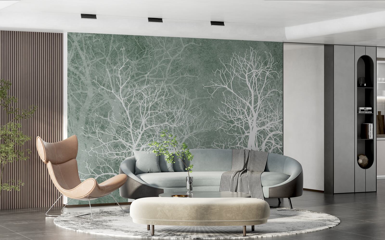 Fototapeta stromy v snehobielej výzdobe proti nočnej oblohe