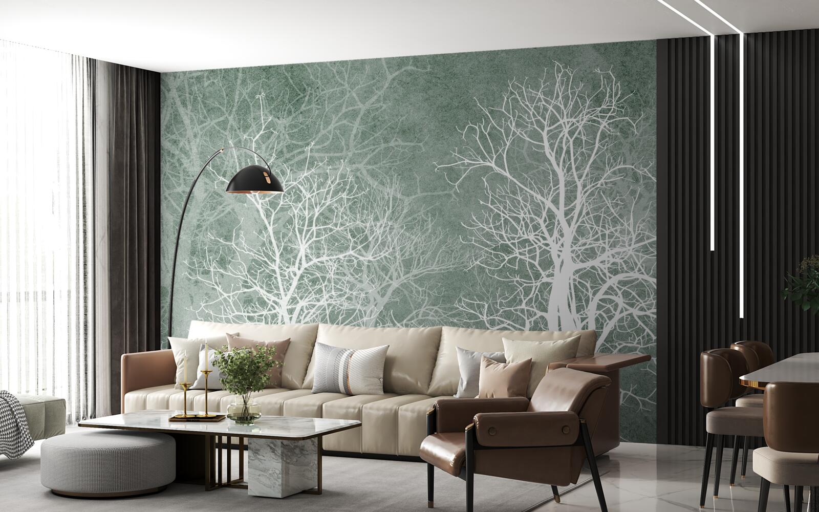 Fototapeta stromy v snehobielej výzdobe proti nočnej oblohe