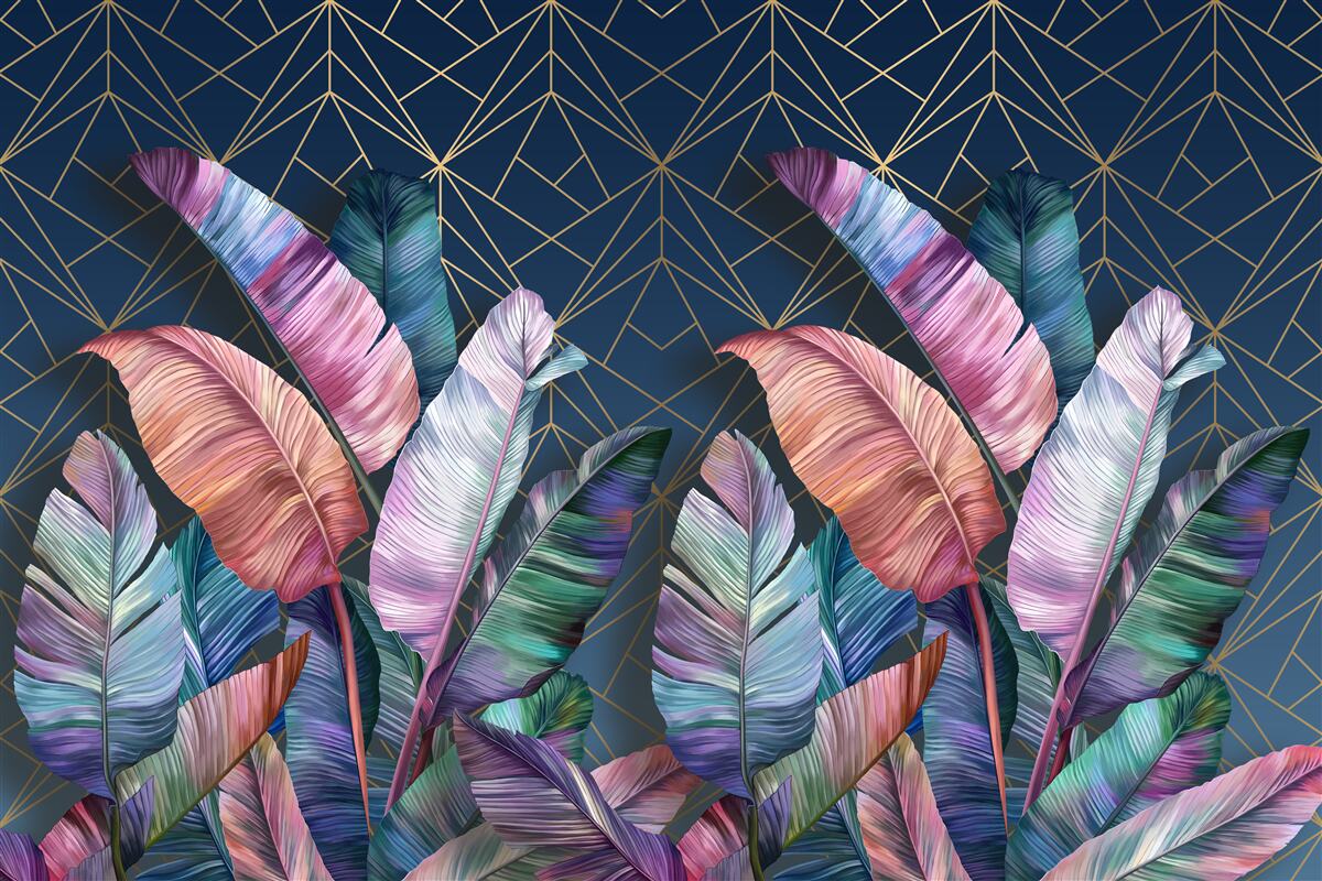 Fototapeta V noci listy papradia žiaria jasnými farbami