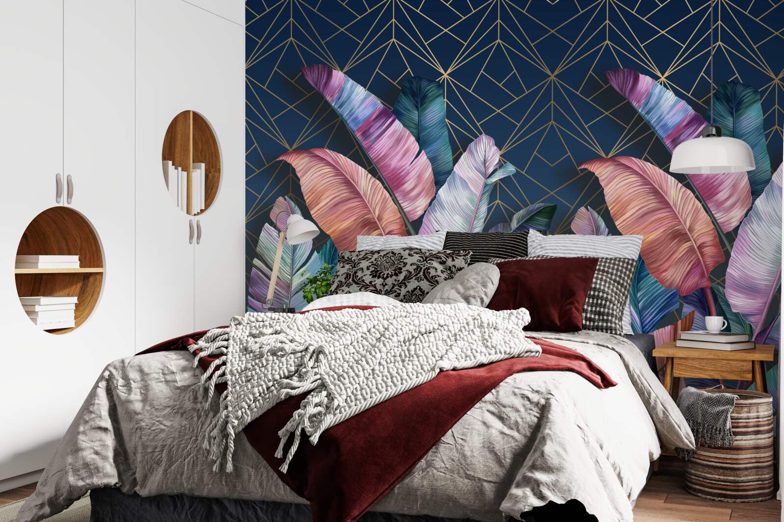 Fototapeta V noci listy papradia žiaria jasnými farbami