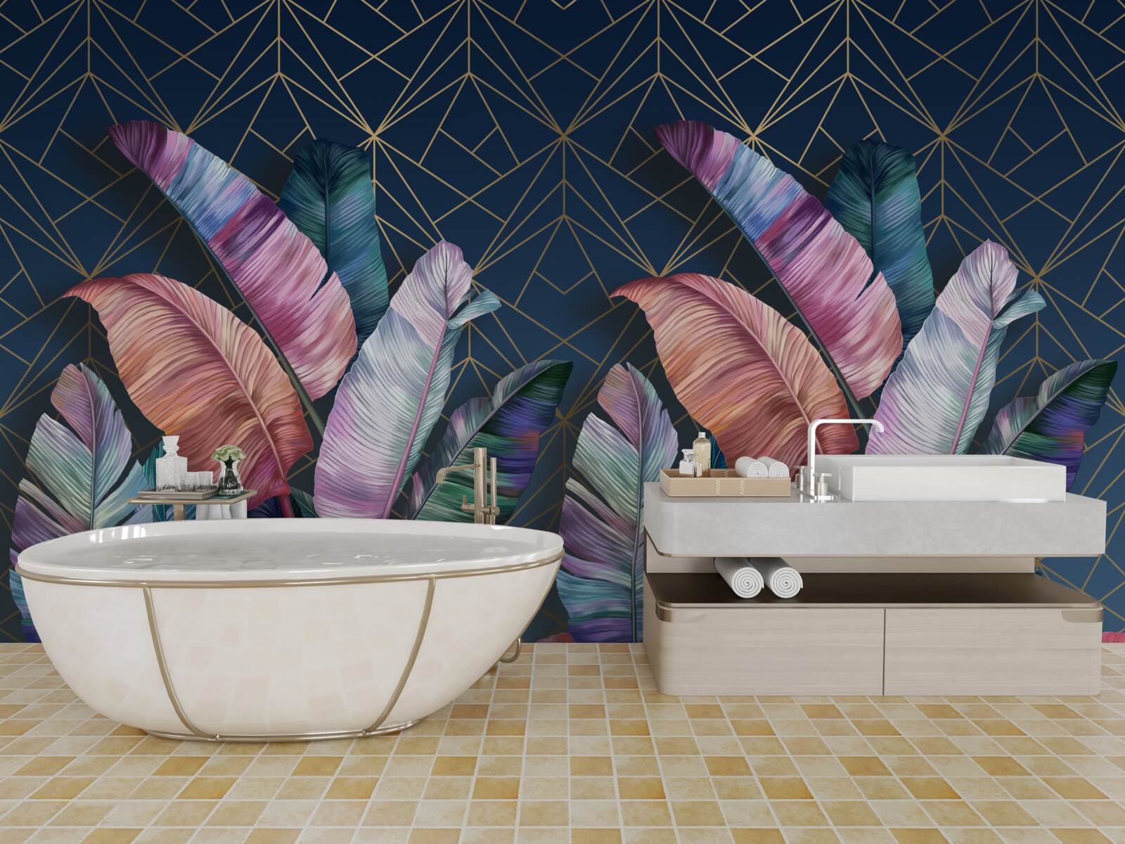 Fototapeta V noci listy papradia žiaria jasnými farbami