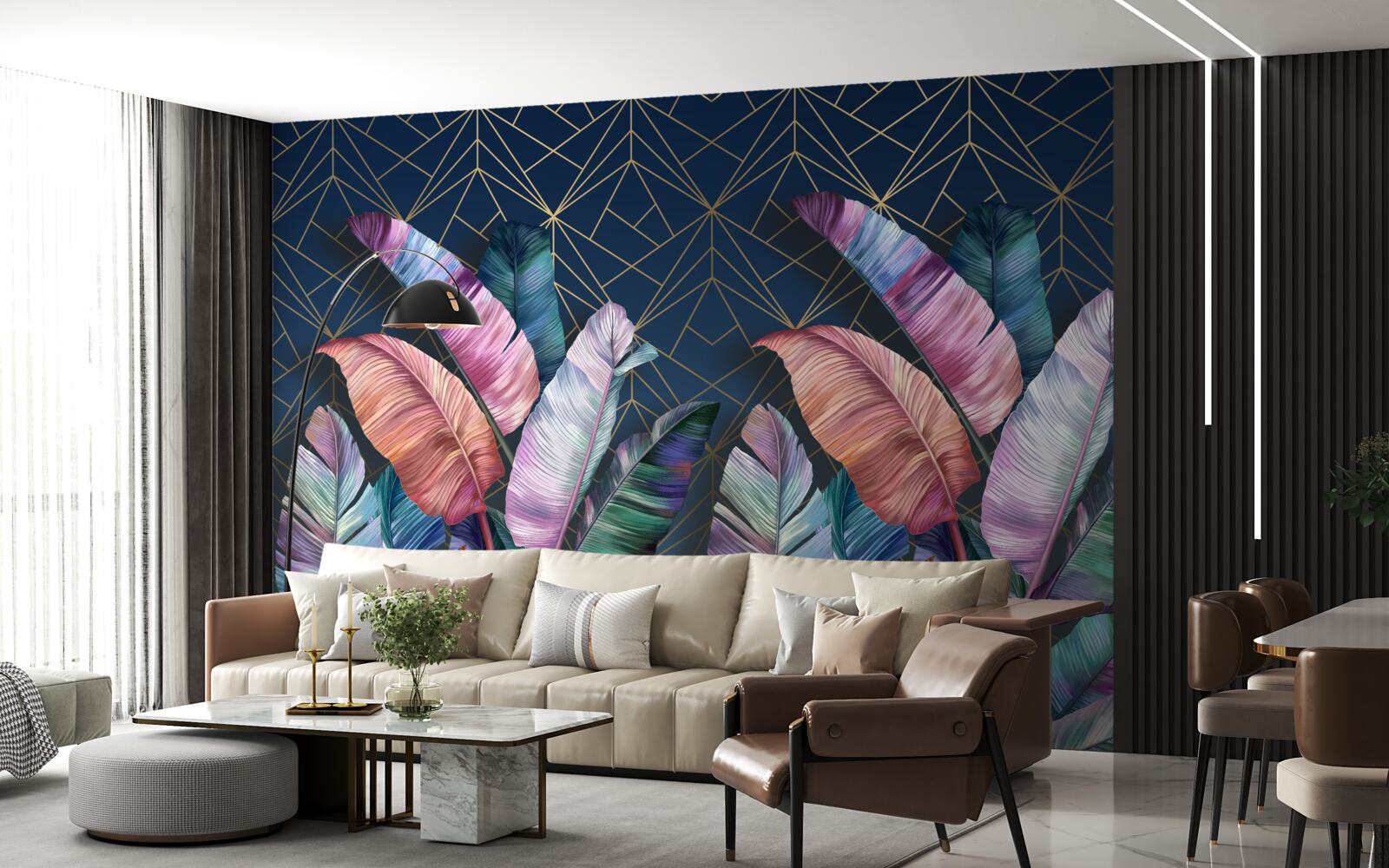 Fototapeta V noci listy papradia žiaria jasnými farbami