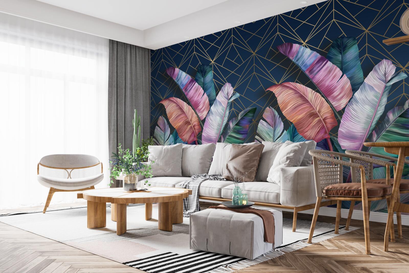 Fototapeta V noci listy papradia žiaria jasnými farbami