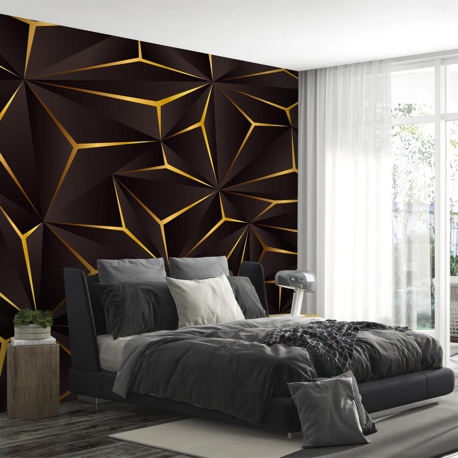 Fototapeta objemová abstrakcia čierna a zlatá