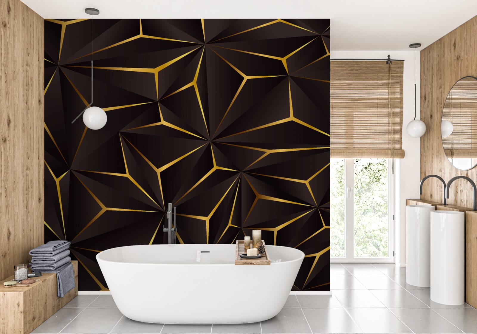 Fototapeta objemová abstrakcia čierna a zlatá