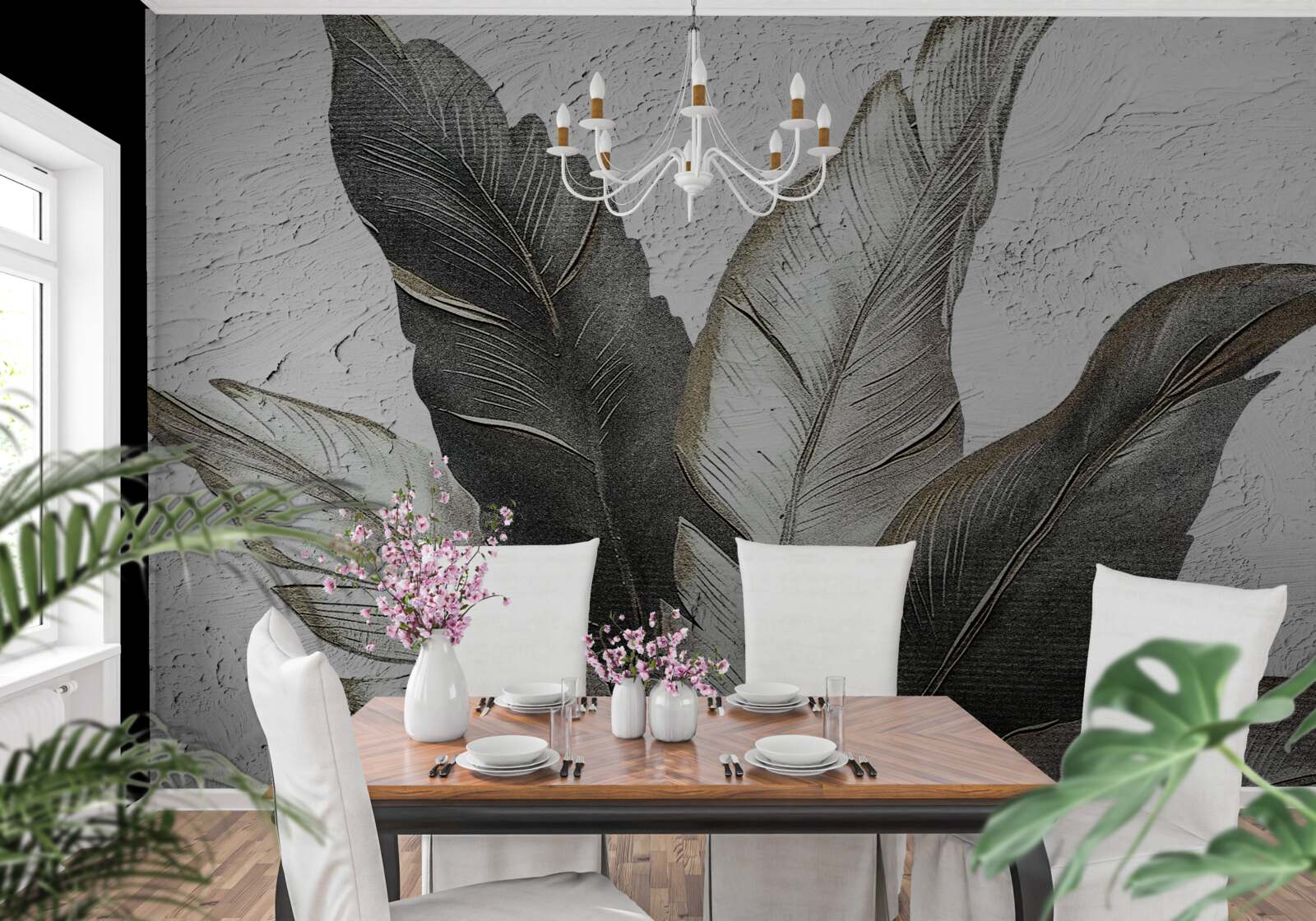 Fototapeta veľké listy sú zelené a biele