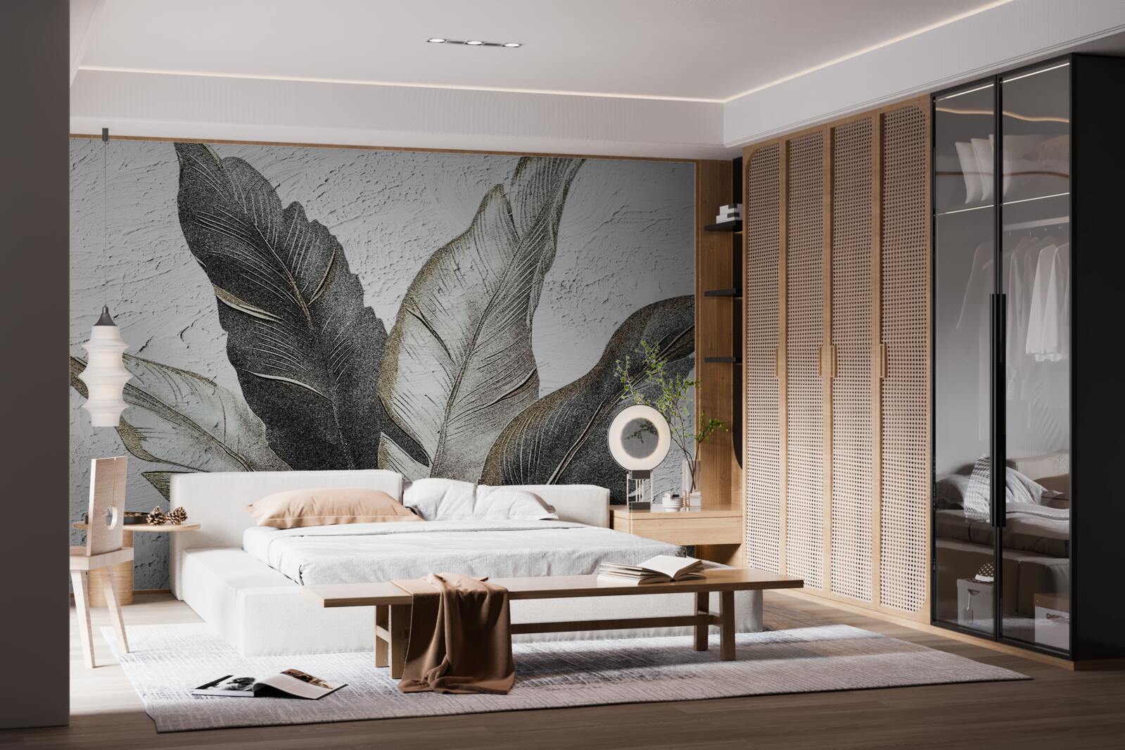 Fototapeta veľké listy sú zelené a biele