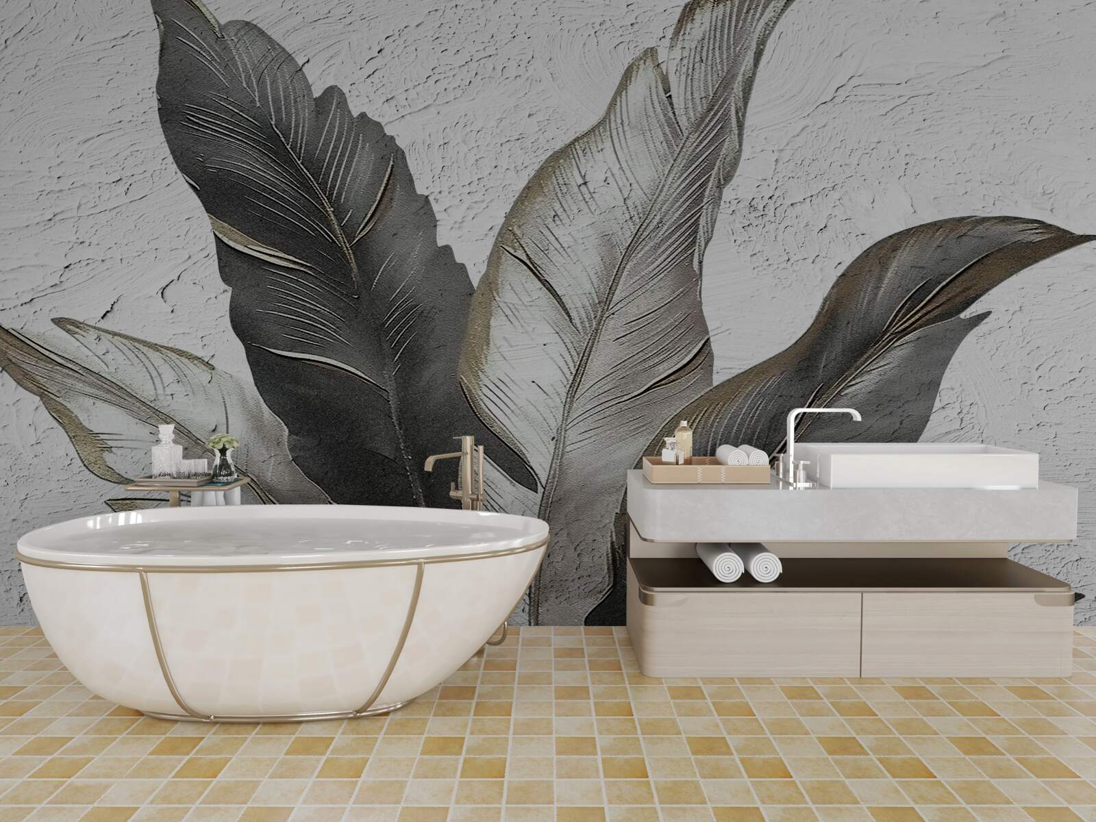 Fototapeta veľké listy sú zelené a biele