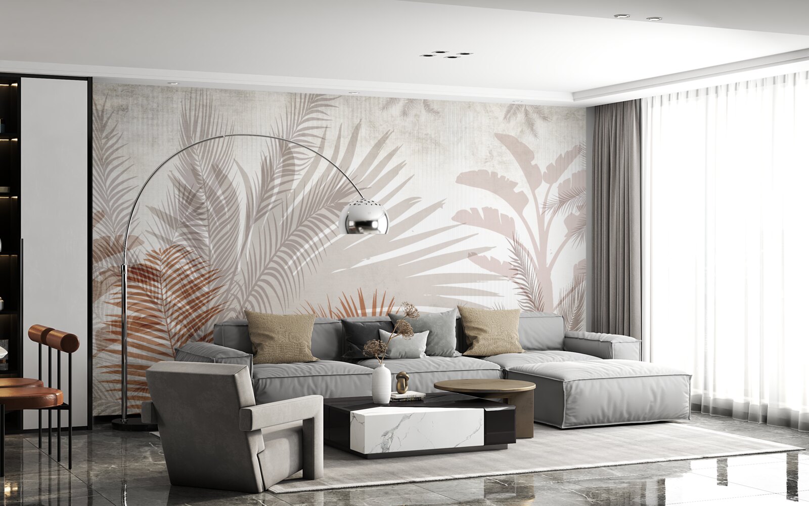 Fototapeta tropické listy a papraď