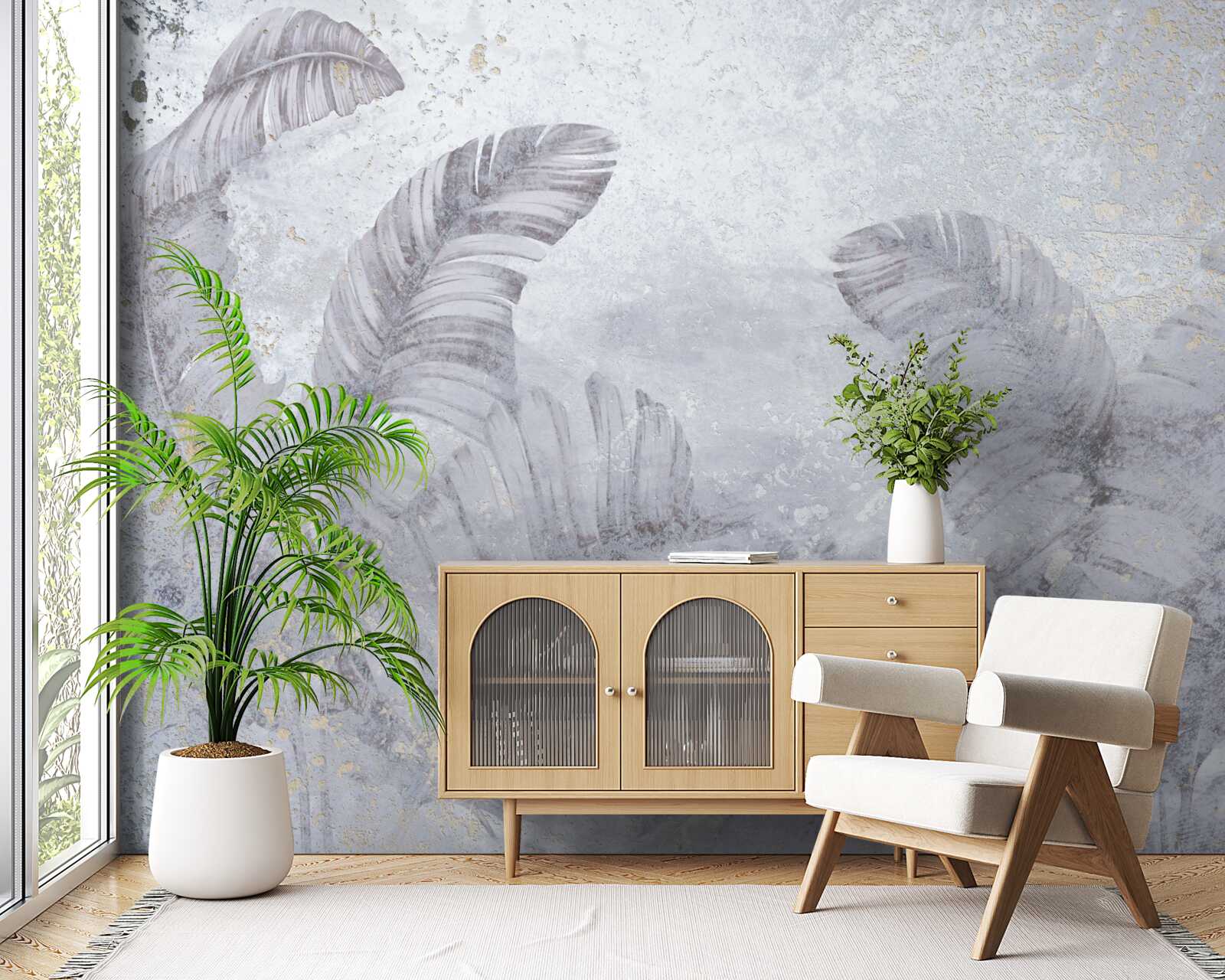 Fototapeta tropické listy v silnom daždi