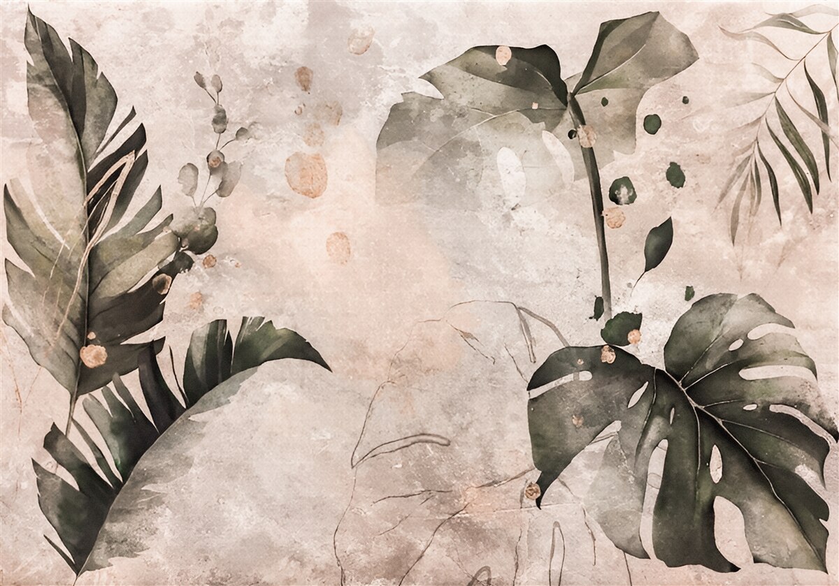 Fototapeta akvarely zobrazujúce veľké tropické listy