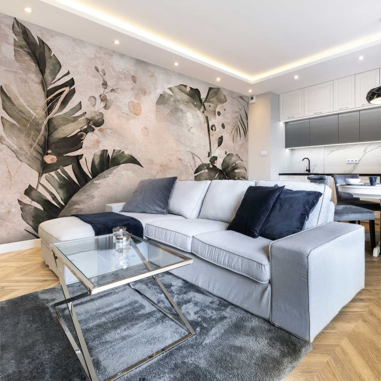 Fototapeta akvarely zobrazujúce veľké tropické listy