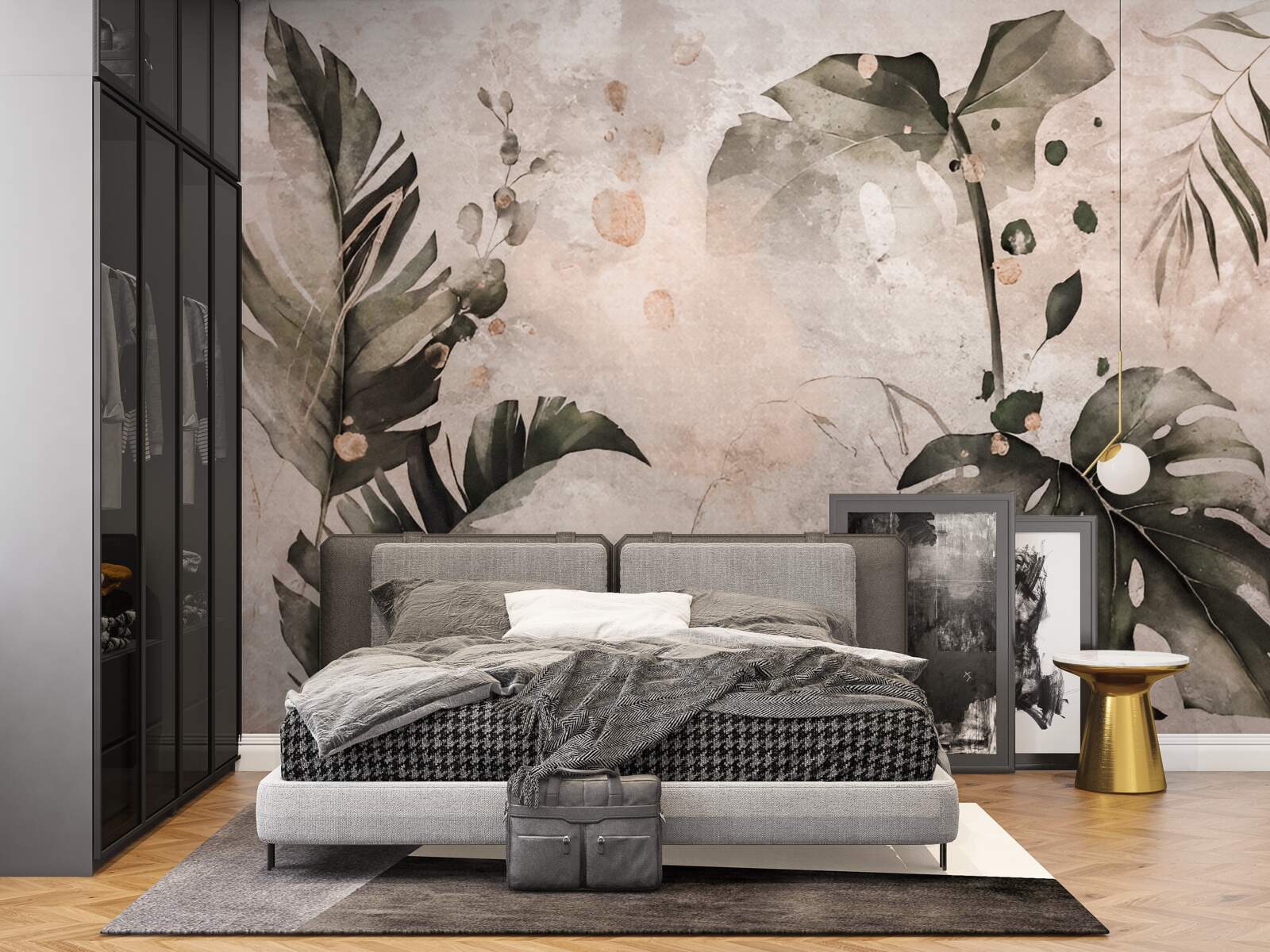 Fototapeta akvarely zobrazujúce veľké tropické listy