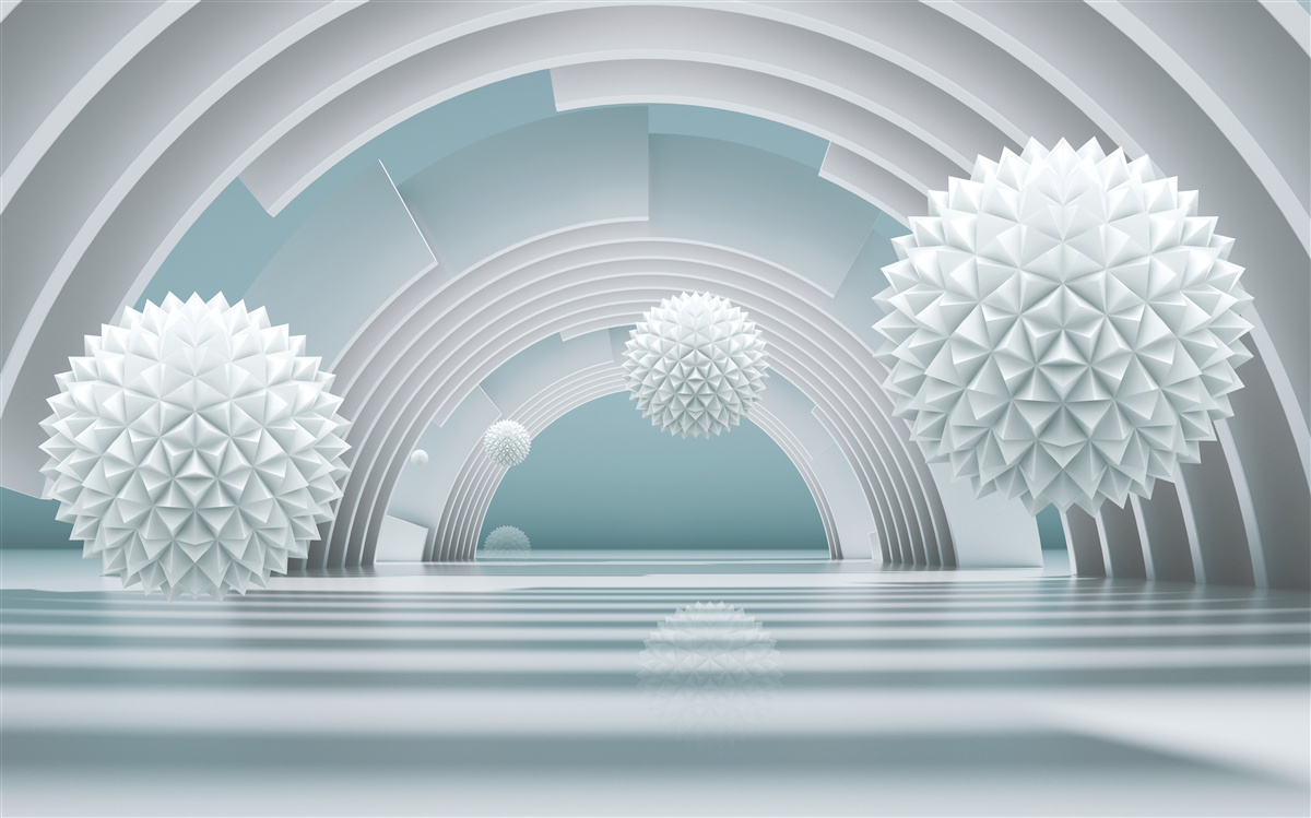 Fototapeta plávajúce ostré gule a kruhový tunel