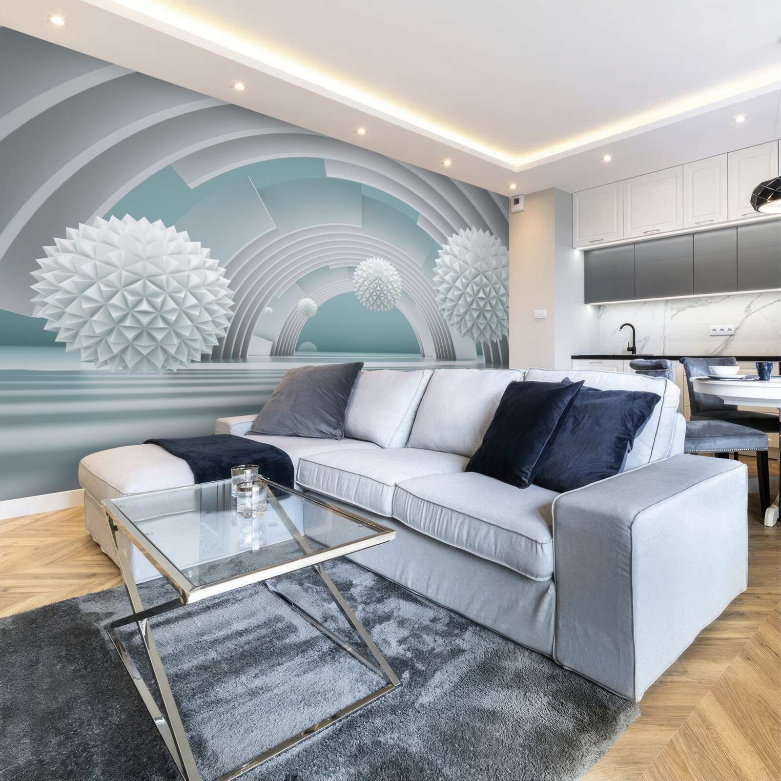 Fototapeta plávajúce ostré gule a kruhový tunel