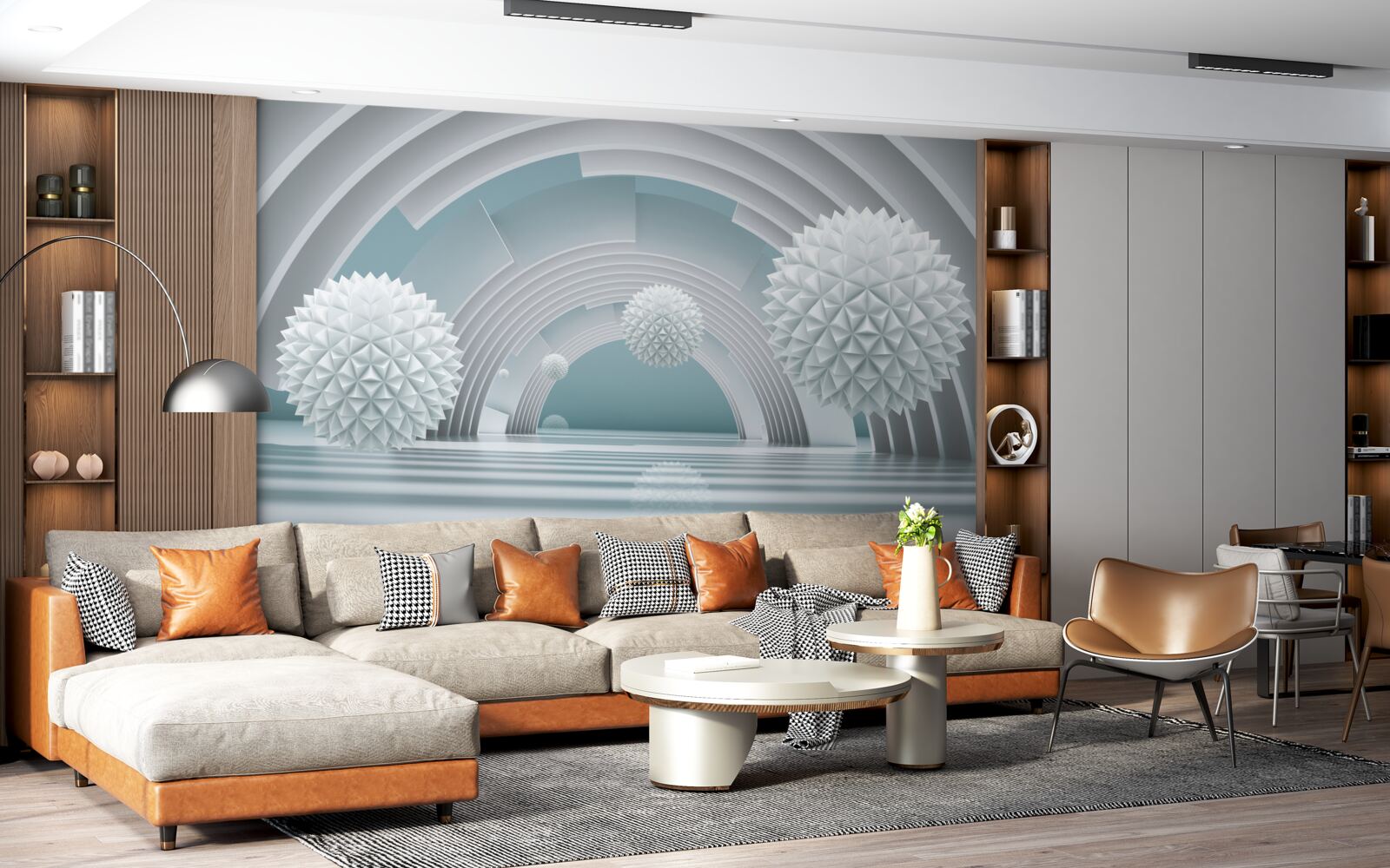 Fototapeta plávajúce ostré gule a kruhový tunel