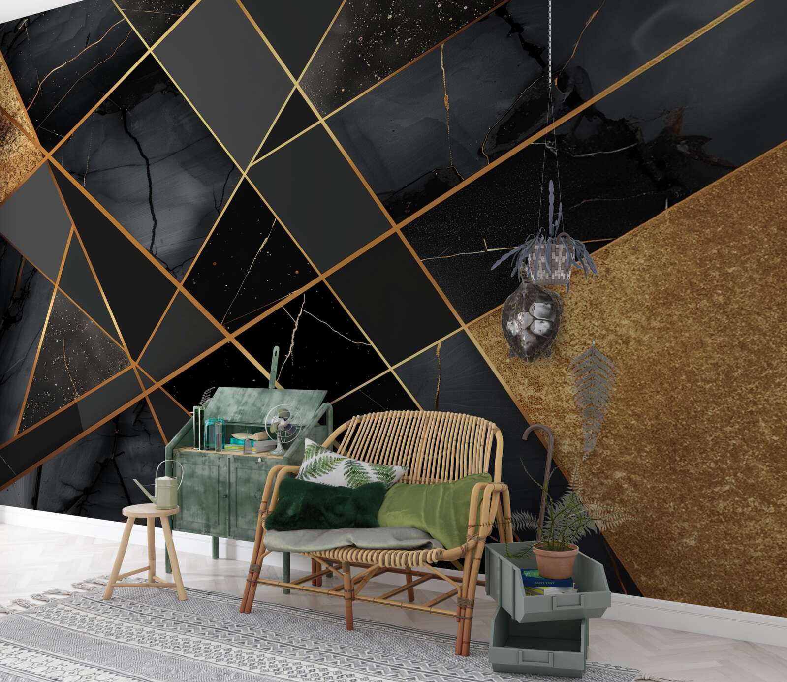 Fototapeta čierny mramor so zlatými žilami