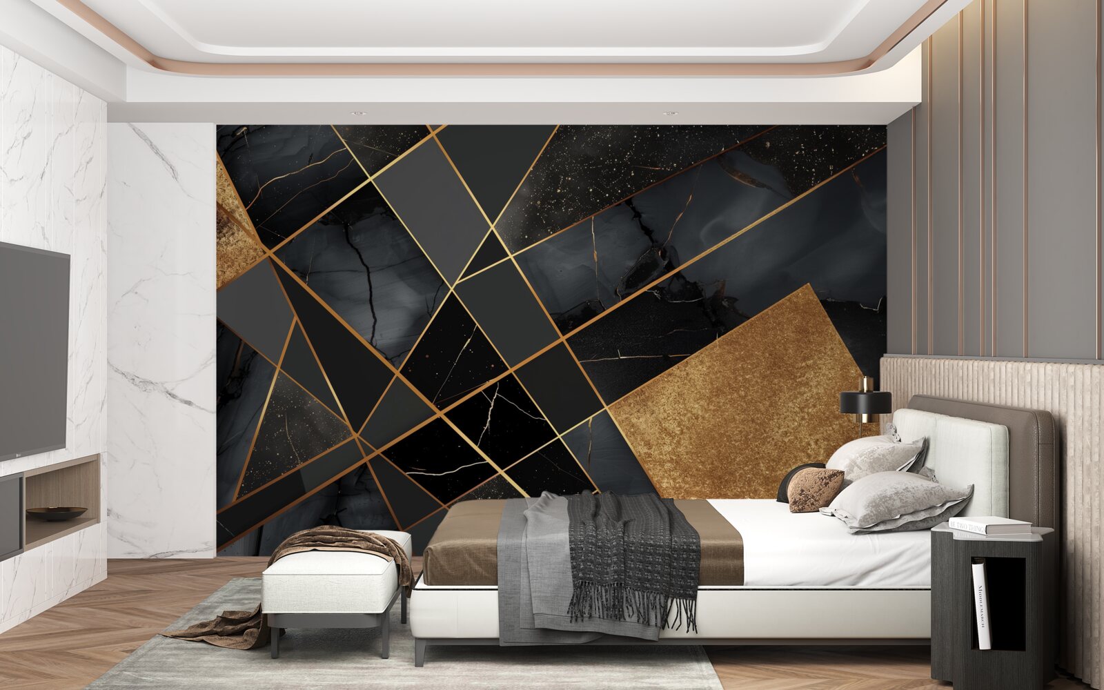 Fototapeta čierny mramor so zlatými žilami