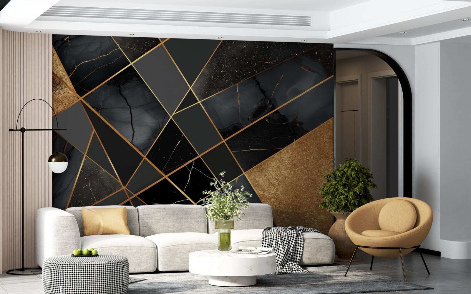 Fototapeta čierny mramor so zlatými žilami