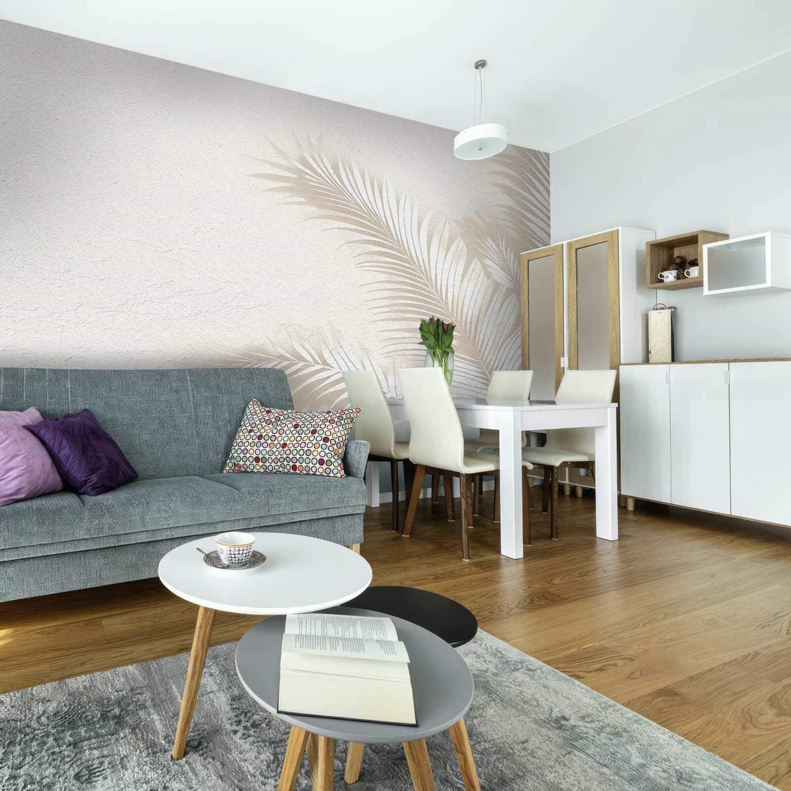 Fototapeta listy paprade sú snehovo biele