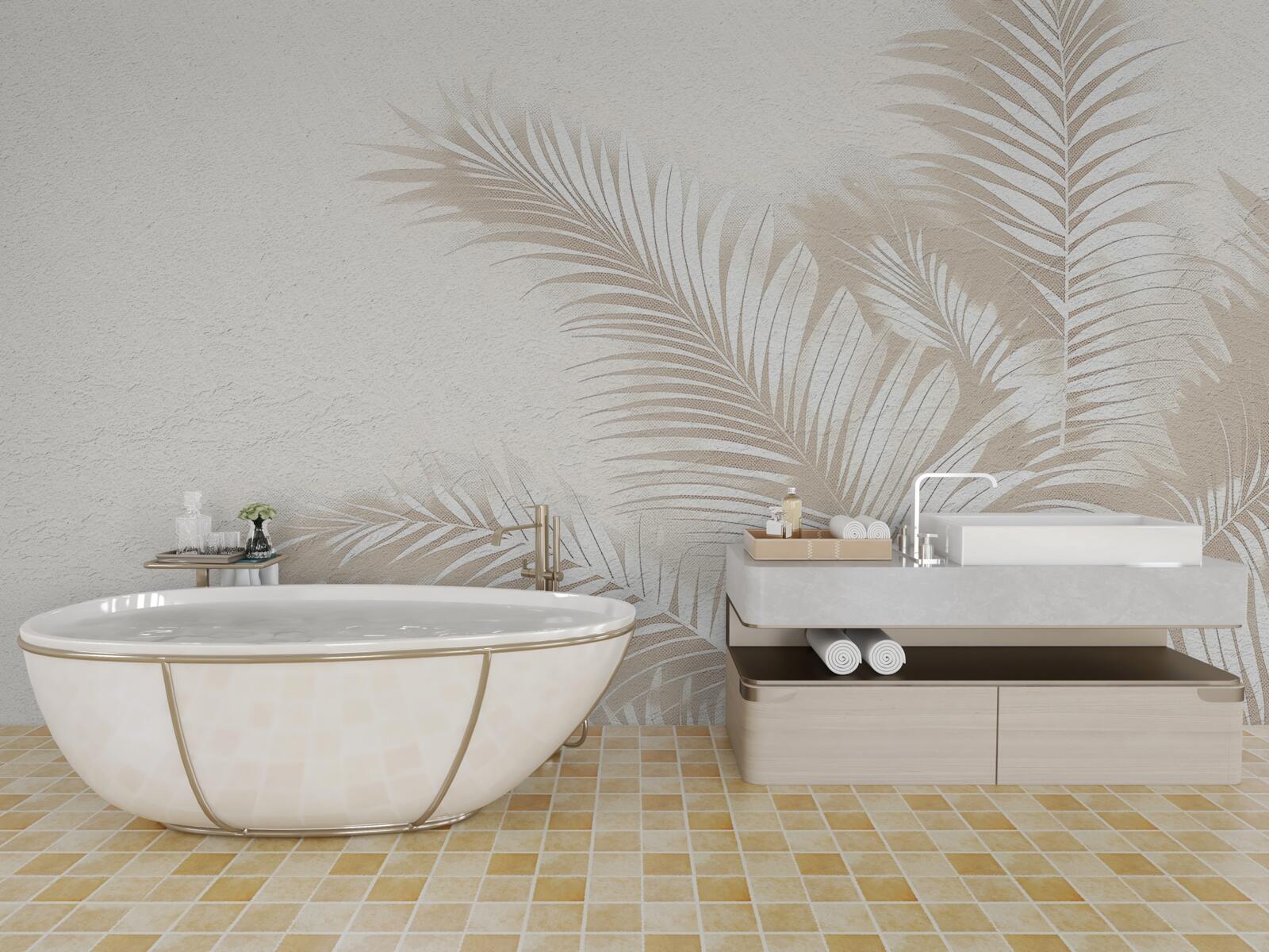 Fototapeta listy paprade sú snehovo biele