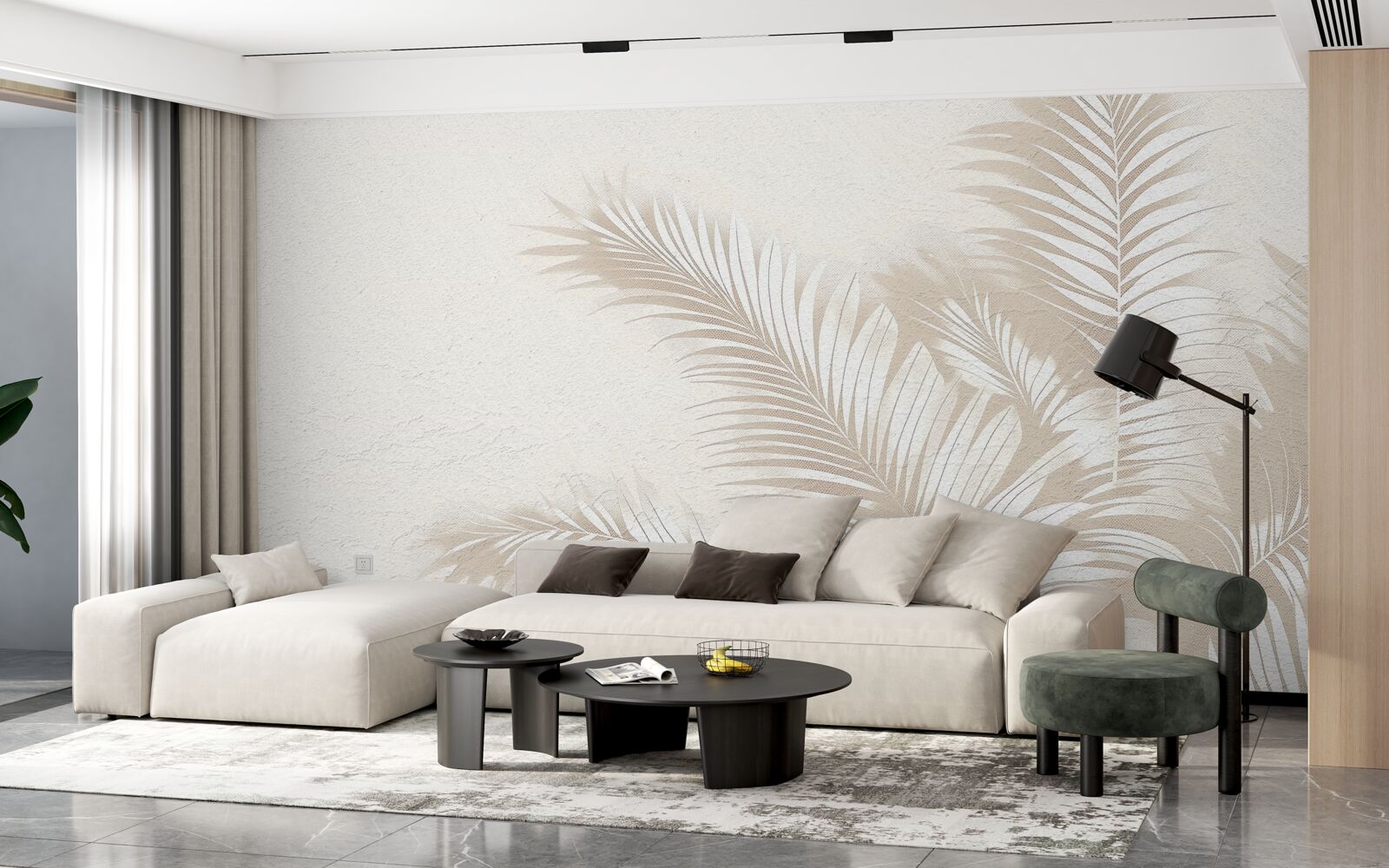 Fototapeta listy paprade sú snehovo biele