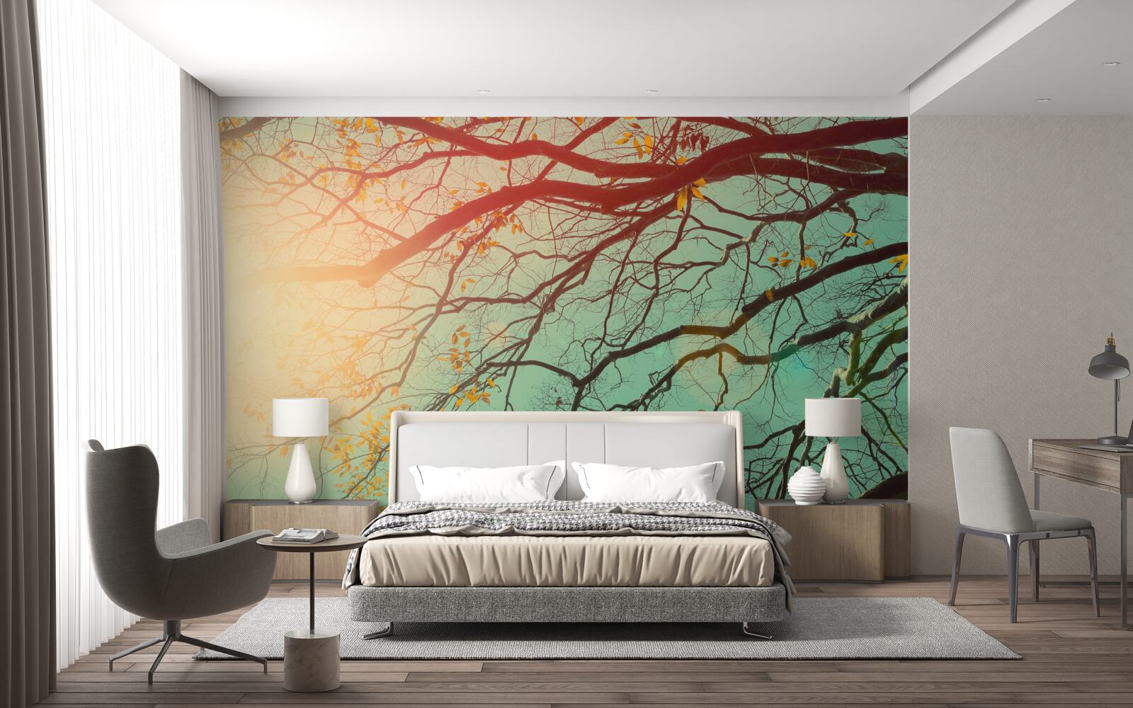 Fototapeta proti oblohe je vidieť vetvy stromov