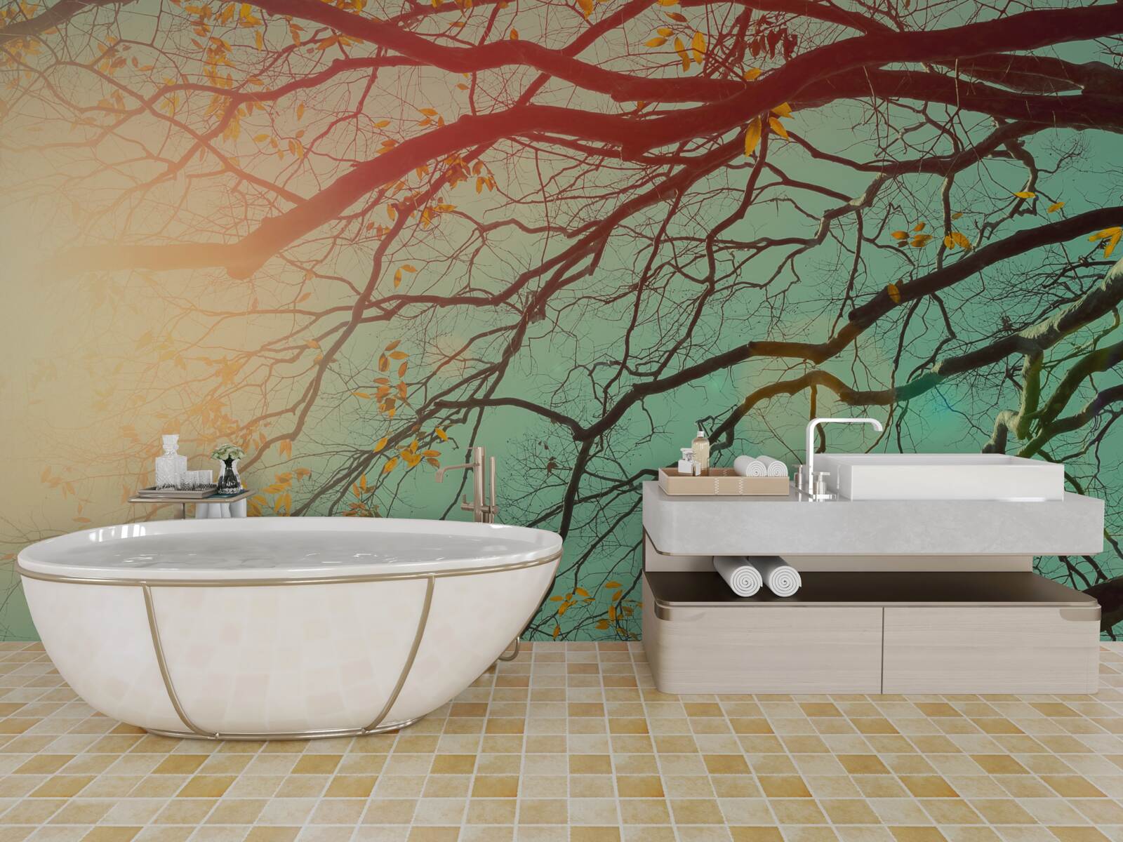 Fototapeta proti oblohe je vidieť vetvy stromov