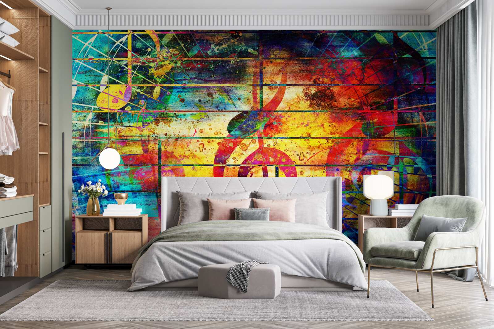 Fototapeta graffiti v podobe husľového kľúča